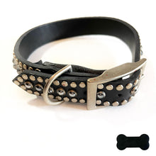 Load image into Gallery viewer, RN Design/Dog collar - Black x Silver pyramid
