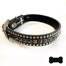 Load image into Gallery viewer, RN Design/Dog collar - Black x Silver pyramid
