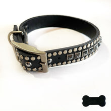 Load image into Gallery viewer, RN Design/Dog collar - Black x Silver pyramid
