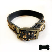 Load image into Gallery viewer, RN Design/Dog collar - Black x Gold pyramid
