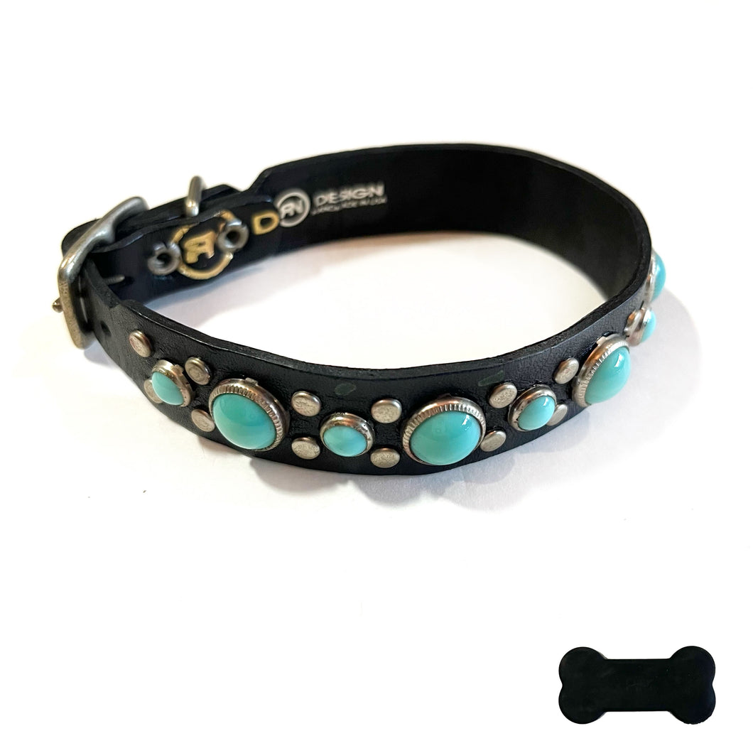 RN Design/Dog collar - Black x Turq