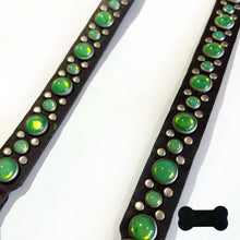 Load image into Gallery viewer, RN Design/Dog collar - Choco Brown x Green Opal
