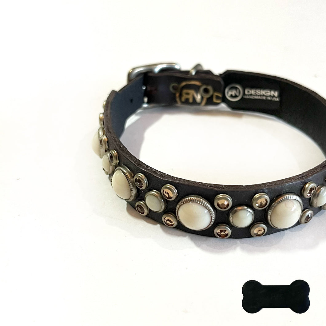 RN Design/Dog collar - Choco Brown x Moon